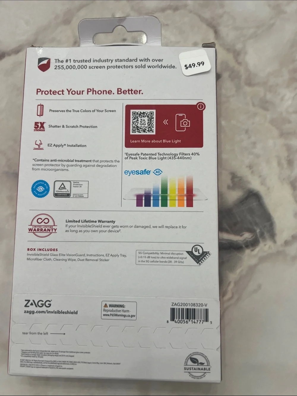 ZAGG InvisibleShield Glass Elite VisionGuard Screen Protector - Clear